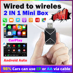 AutoMMI Wholesale Wireless CarPlay Adapter Light Vertical 2-in-1 USB Dongle with IOS and Android Auto CarPlay AI Box for Cars