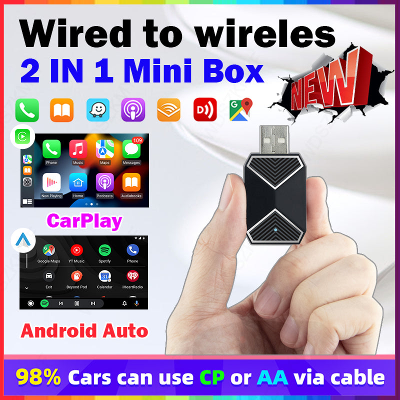 AutoMMI Wholesale Wireless CarPlay Adapter Light Vertical 2-in-1 USB Dongle with IOS and Android Auto CarPlay AI Box for Cars