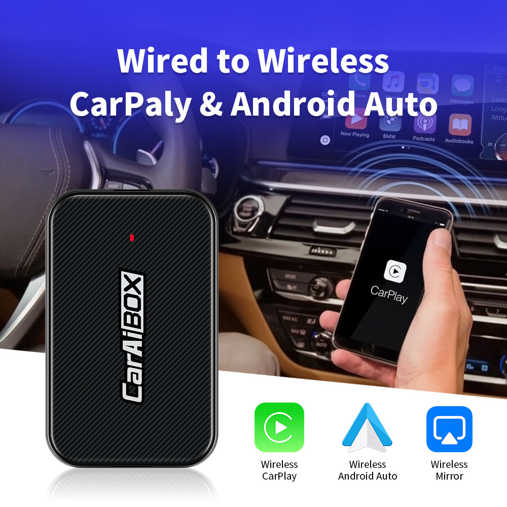 AutoMMI 2-in-1 Wireless CarPlay & Android Auto Adapter | Smart AI Box, Compatible with OEM Wired CarPlay Vehicles, Bluetooth Auto Connect