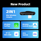 AutoMMI Wholesale Wireless CarPlay Adapter Light Vertical 2-in-1 USB Dongle with IOS and Android Auto CarPlay AI Box for Cars