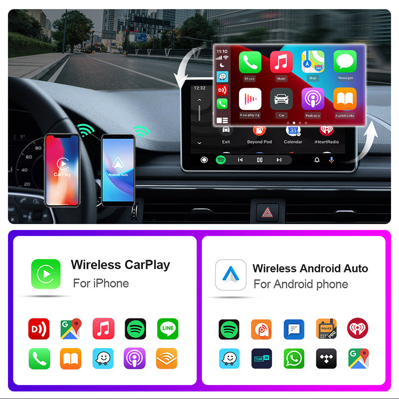 AutoMMI Wholesale Wireless CarPlay Adapter Light Vertical 2-in-1 USB Dongle with IOS and Android Auto CarPlay AI Box for Cars