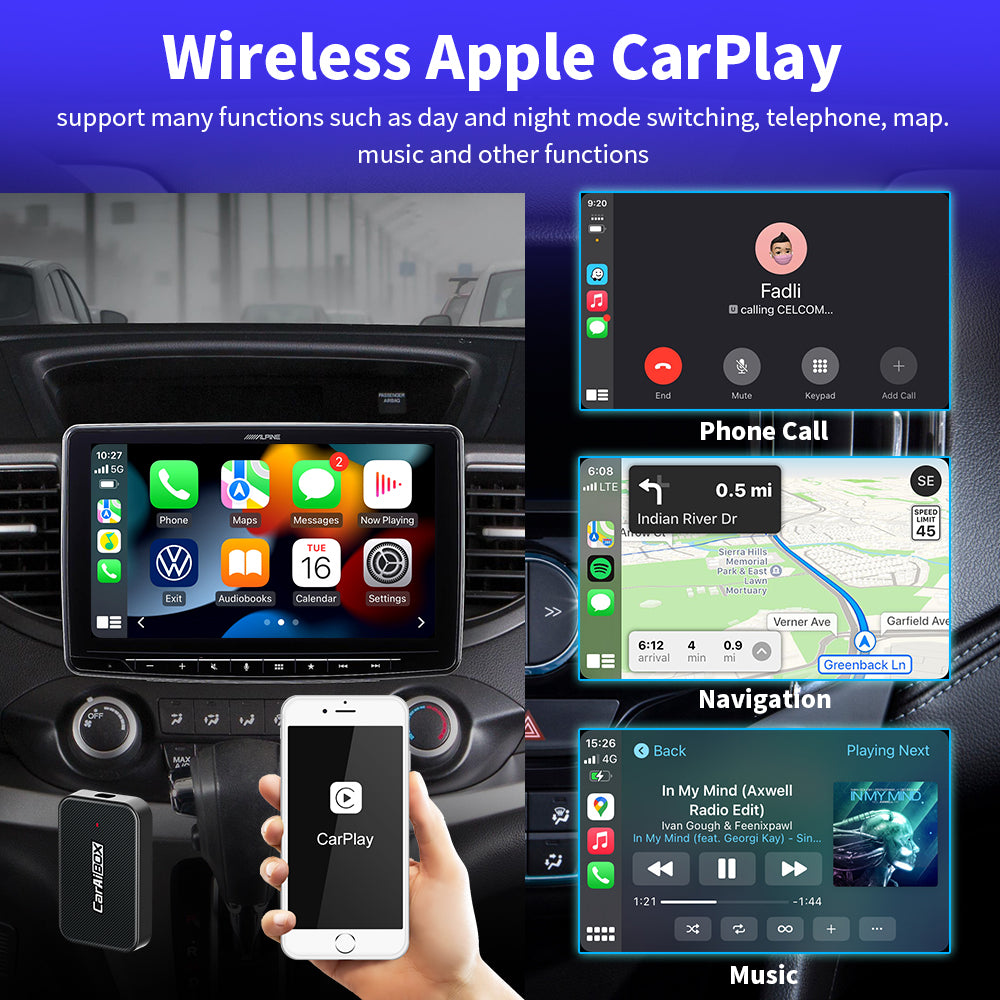 AutoMMI 2-in-1 Wireless CarPlay & Android Auto Adapter | Smart AI Box, Compatible with OEM Wired CarPlay Vehicles, Bluetooth Auto Connect