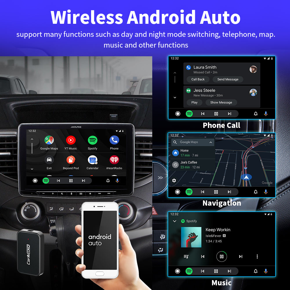 AutoMMI 2-in-1 Wireless CarPlay & Android Auto Adapter | Smart AI Box, Compatible with OEM Wired CarPlay Vehicles, Bluetooth Auto Connect