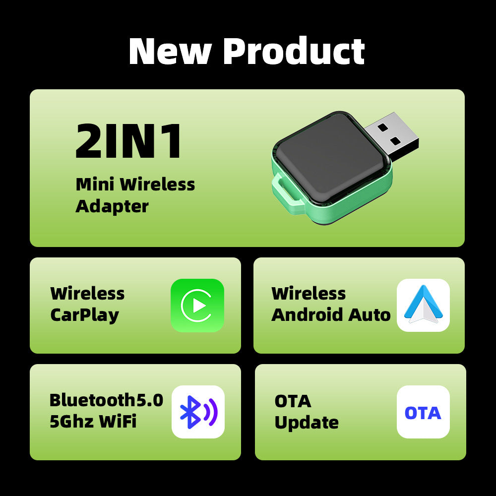Autommi Factory Wholesale 2 in 1 CarPlay Android Auto Ai Box Carplay Wireless Car Ai Box Carplay Adapter Wireless Android Auto