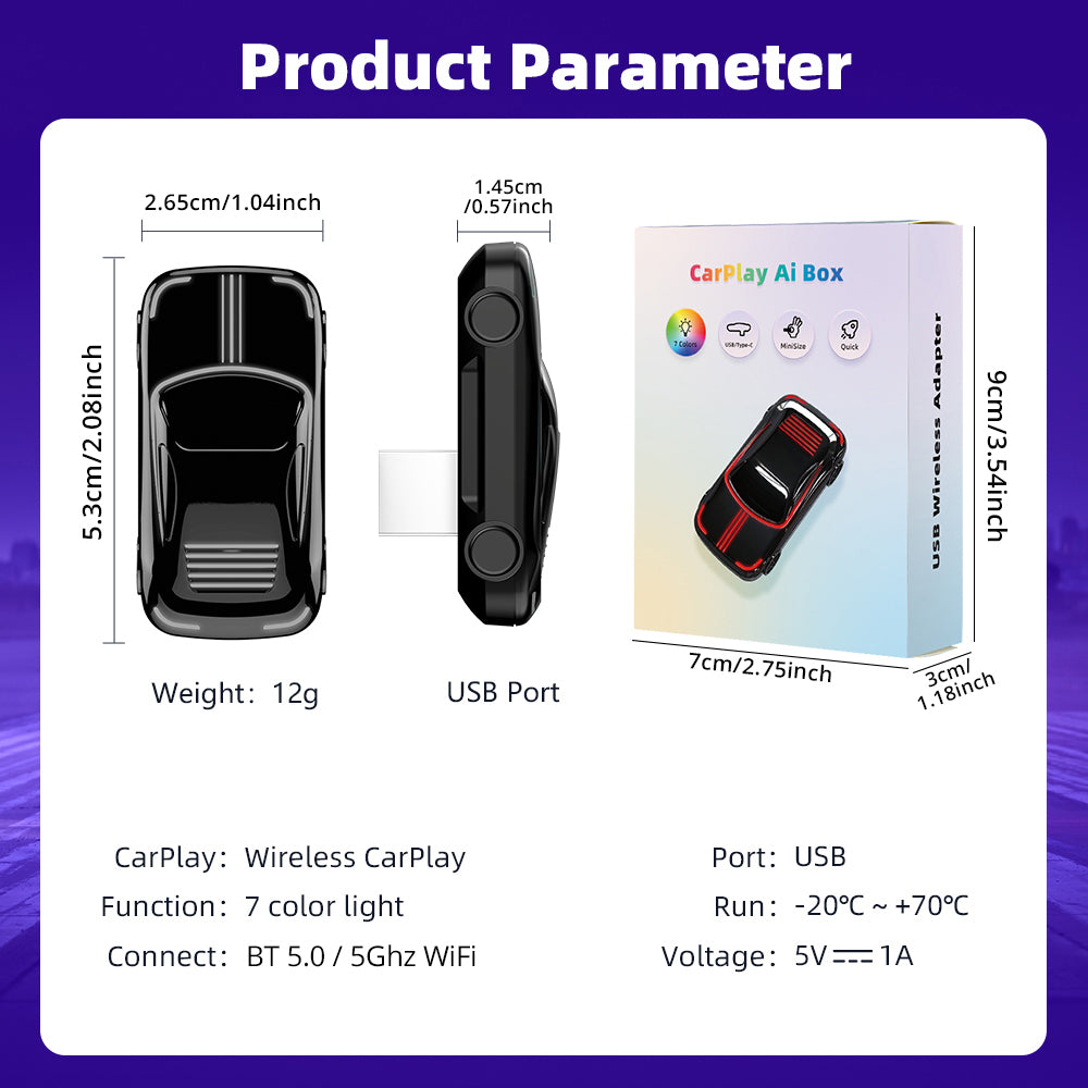 AutoMMI Wholesale Wireless CarPlay Adapter Light Vertical 2-in-1 USB Dongle with IOS and Android Auto CarPlay AI Box for Cars