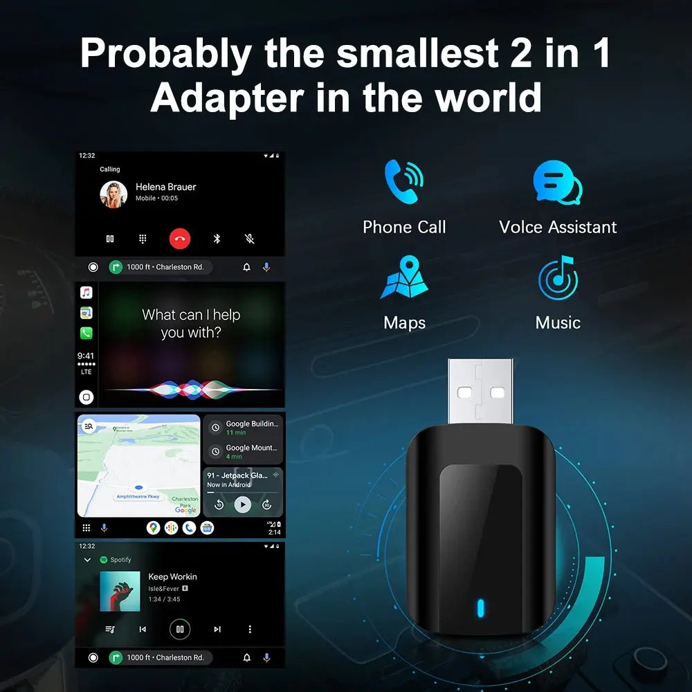 AutoMMI Wireless Dongle Apple CarPlay Android Auto USB Tpy-c Wired to Wireless Adapter for Original Wire CarPlay