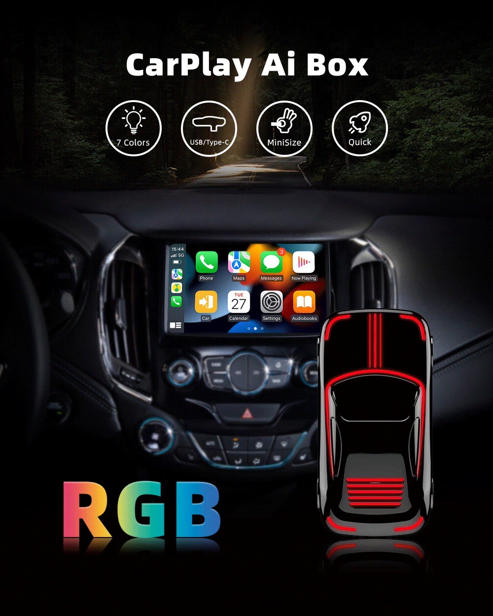 AutoMMI Wholesale Wireless CarPlay Adapter Light Vertical 2-in-1 USB Dongle with IOS and Android Auto CarPlay AI Box for Cars