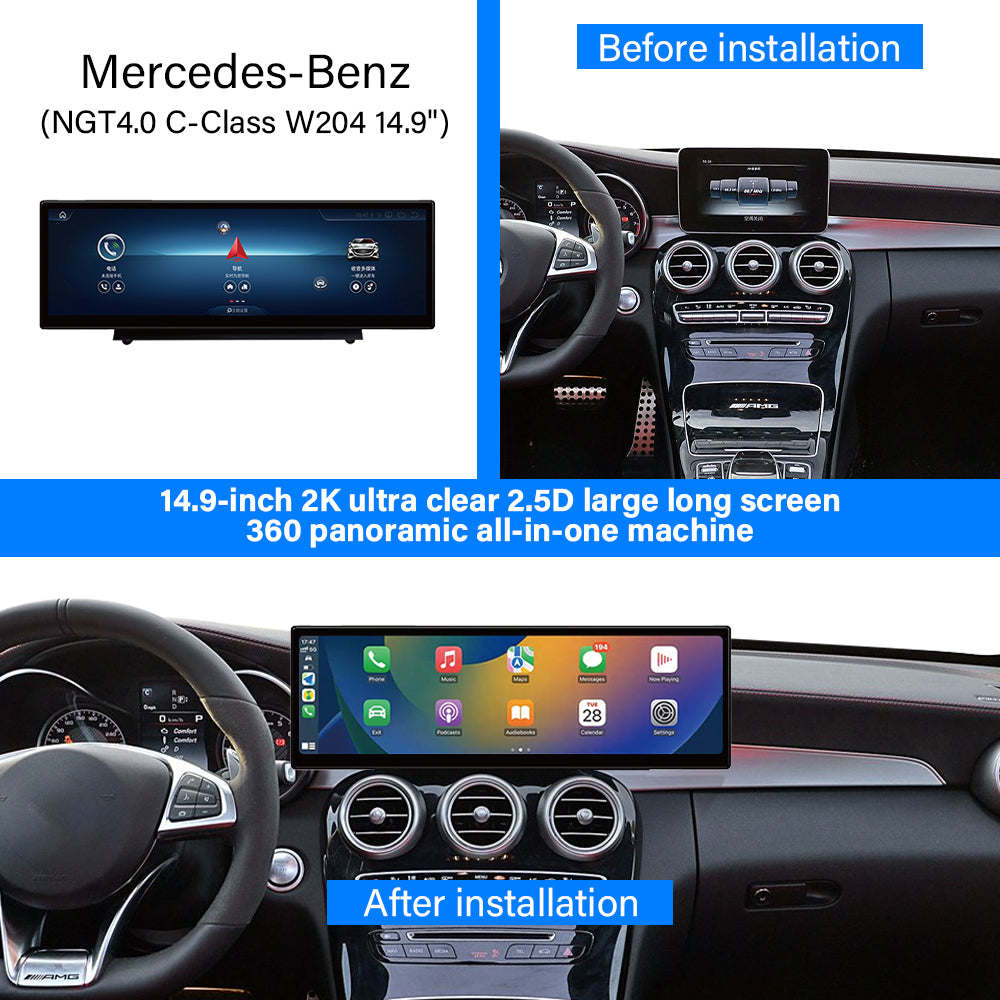 2007–2014 Mercedes-Benz W204 C-Class 10.25" /12.3"/14.9"Android Car Screen Wireless Apple CarPlay Android Auto Navigation Car DVD Player