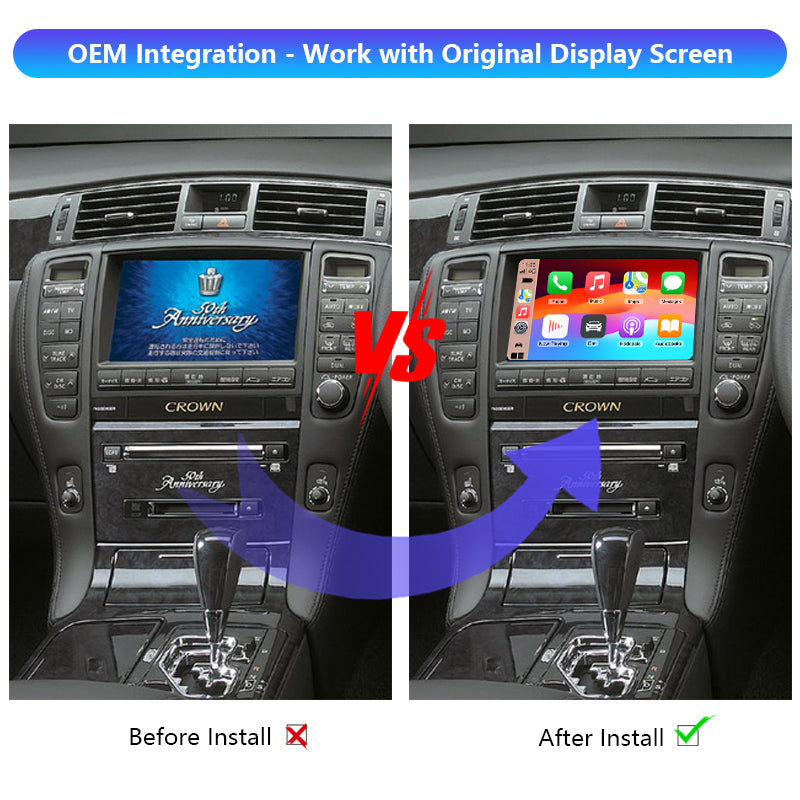 AutoMMI 2004-2006 Toyota Crown Majesta UZS186s1 wireless Apple CarPlay &amp; Android Auto Module Integration Kits