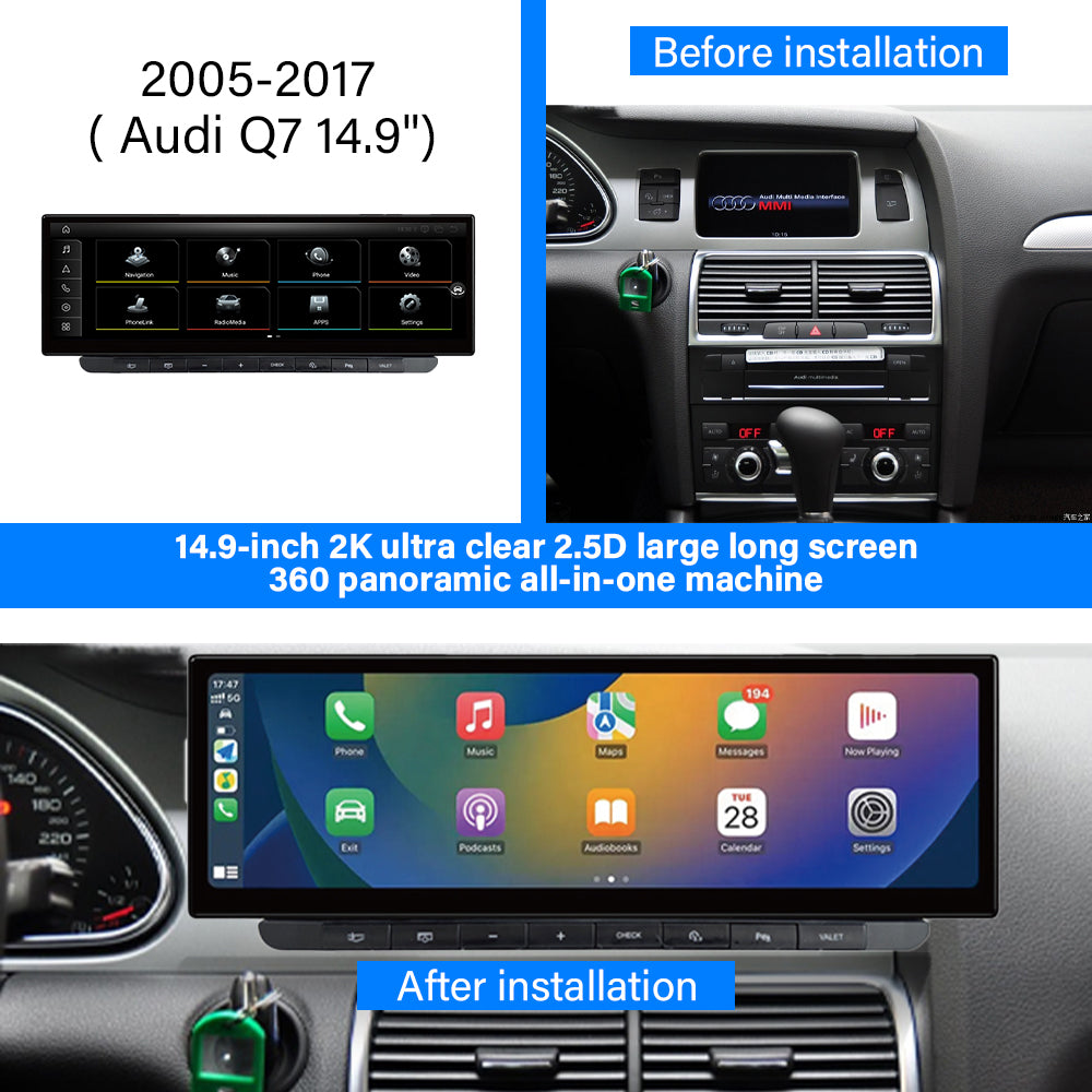 2005-2017 Audi 4L/4M Q7 10.25" /12.3"/14.9"Android Car Screen Wireless Apple CarPlay Android Auto Navigation Car DVD Player
