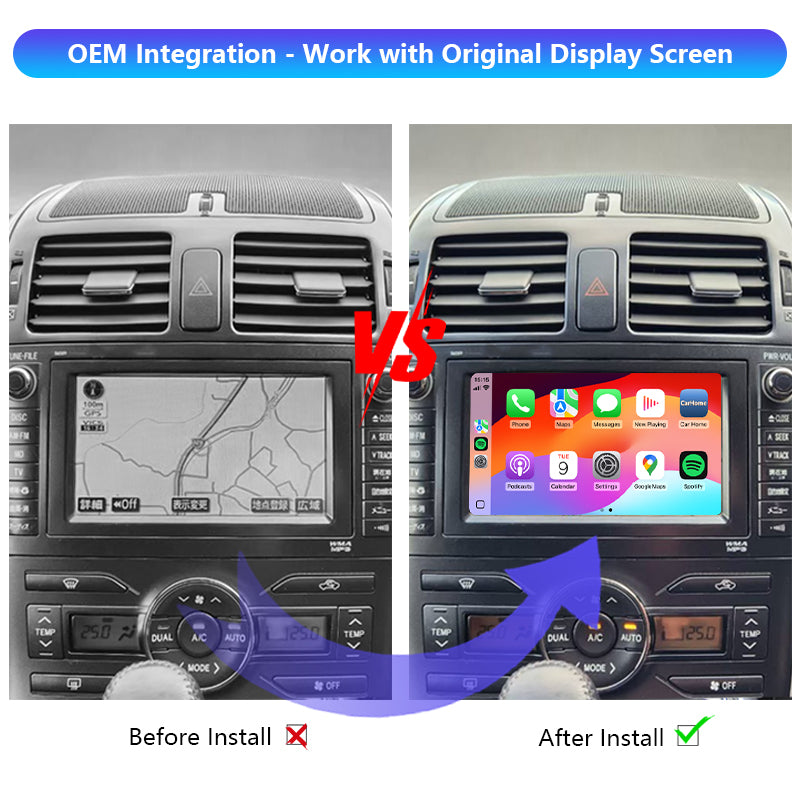 AutoMMI 2006-2012 Toyota Blade/Blade MasterG OEM Head Units Wireless Apple CarPlay & Android Auto Integration Kits