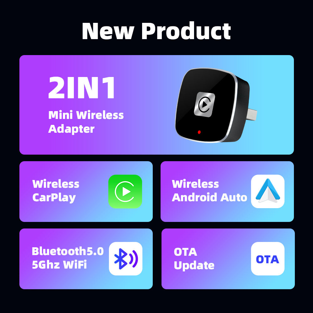 Autommi CarPlay Adapter Wireless Solution to Convert Wired CarPlay/Android Auto for Car