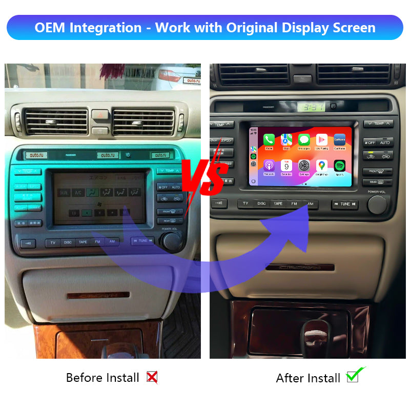Toyota Crown JZS 171/173/175 Original Head Units Wireless Apple CarPlay &amp; Android Auto integration kit