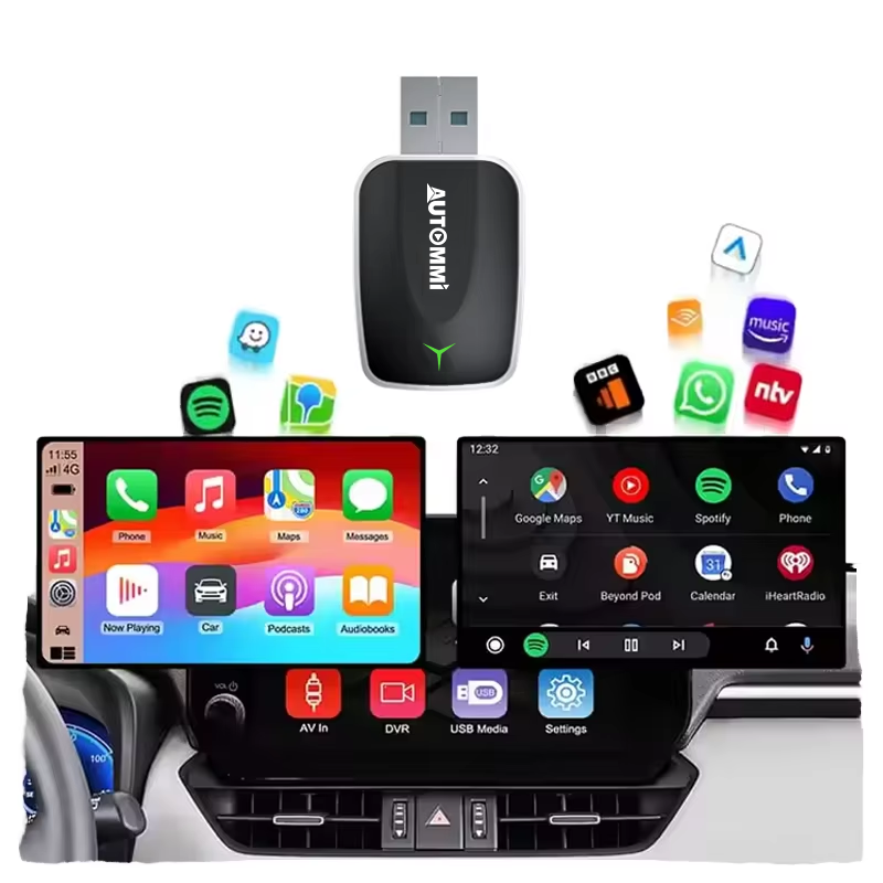 2-in-1 Wireless CarPlay & Android Auto Adapter for Factory Wired Cars Adaptador Sem Fio Carplay Usb Apple Carplay