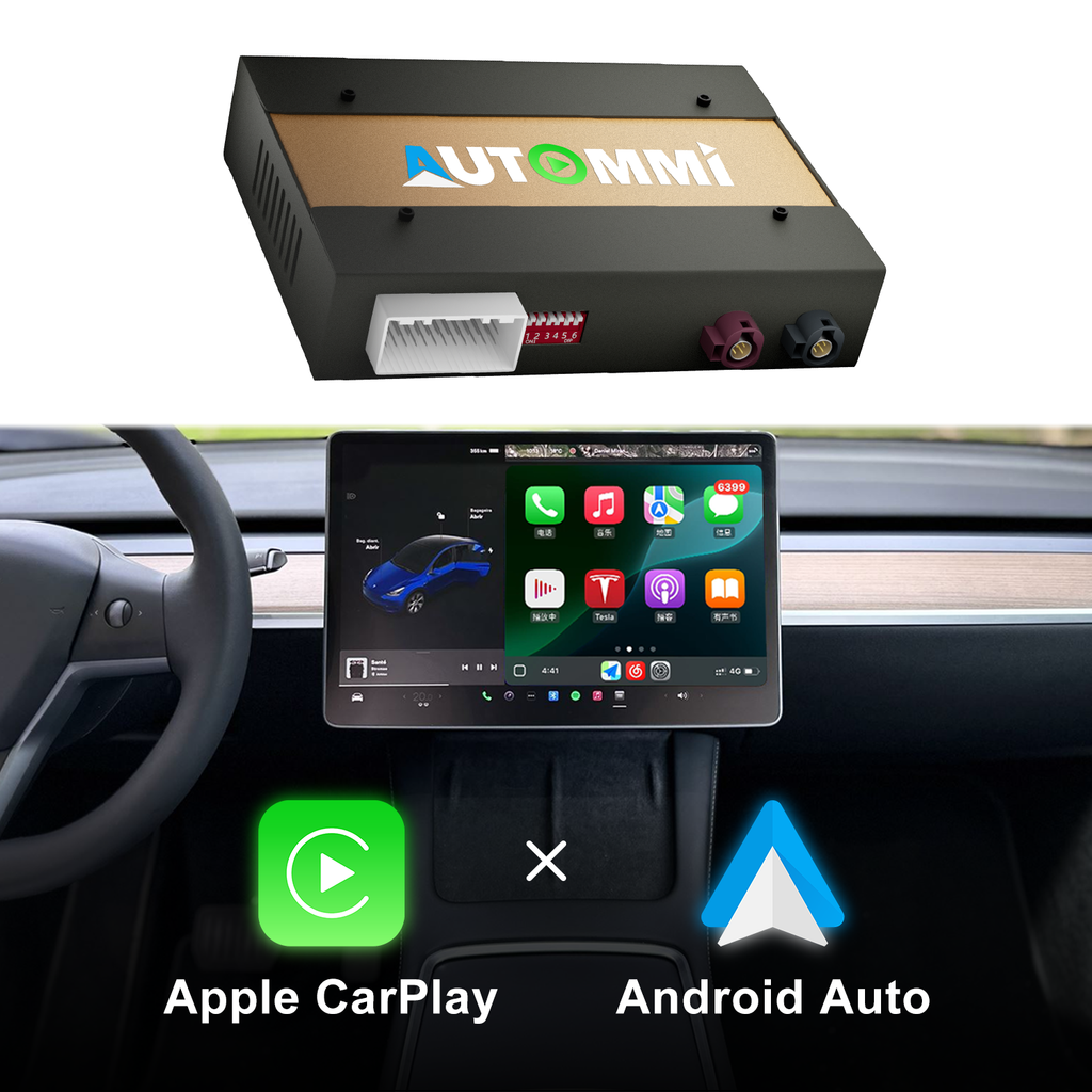 AutoMMI 2017-2025 Tesla Model 3 Model Y Head Units Wireless Apple CarPlay &amp; Android Auto Module integration kit