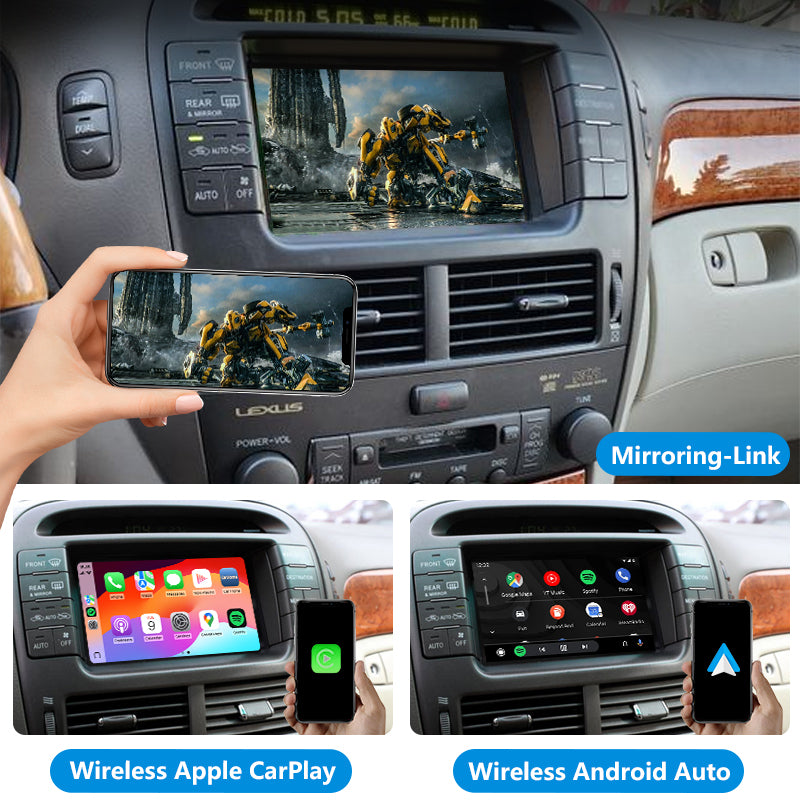 AutoMMI 2003-2007 Lexus LS430 Original Head Units Wireless Apple CarPlay & Android Auto Module integration kit