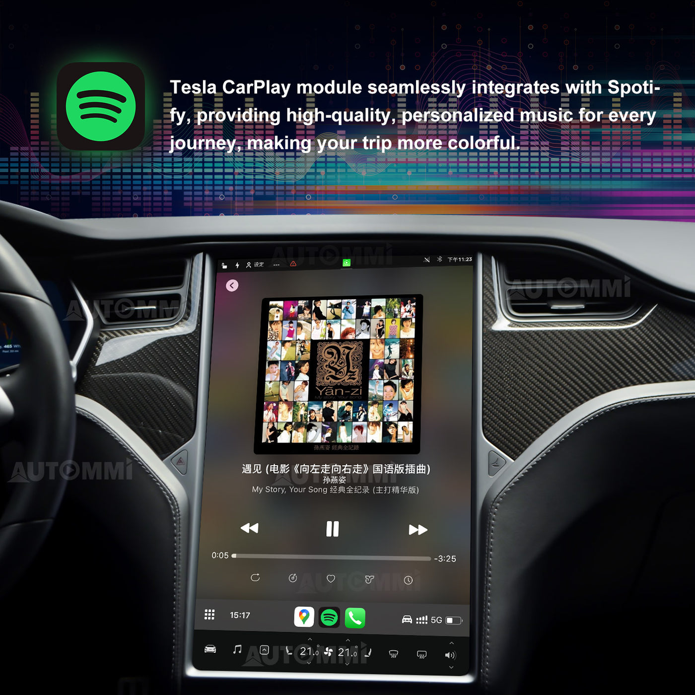 Kit de integración de módulo inalámbrico Apple CarPlay y Android Auto para unidades principales AutoMMI 2014-2021 Tesla Model S Model X