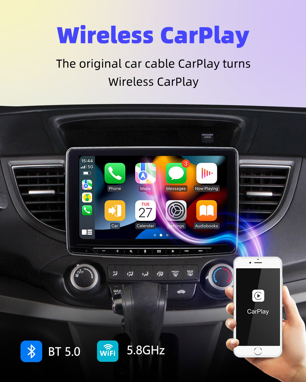 AutoMMI Wholesale Wireless CarPlay Adapter Light Vertical 2-in-1 USB Dongle with IOS and Android Auto CarPlay AI Box for Cars