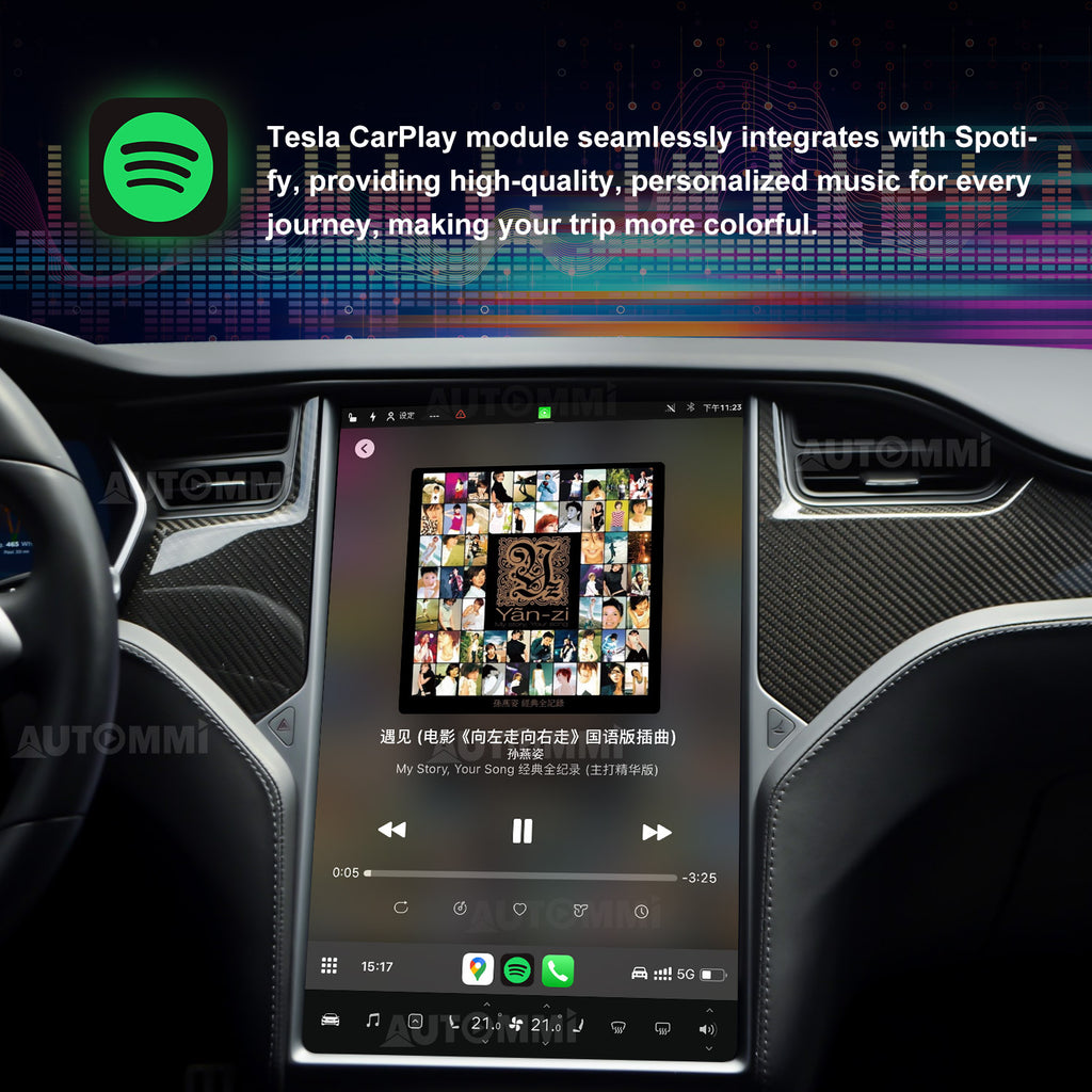 AutoMMI 2017-2025 Tesla Model 3 Model Y Head Units Wireless Apple CarPlay &amp; Android Auto Module integration kit