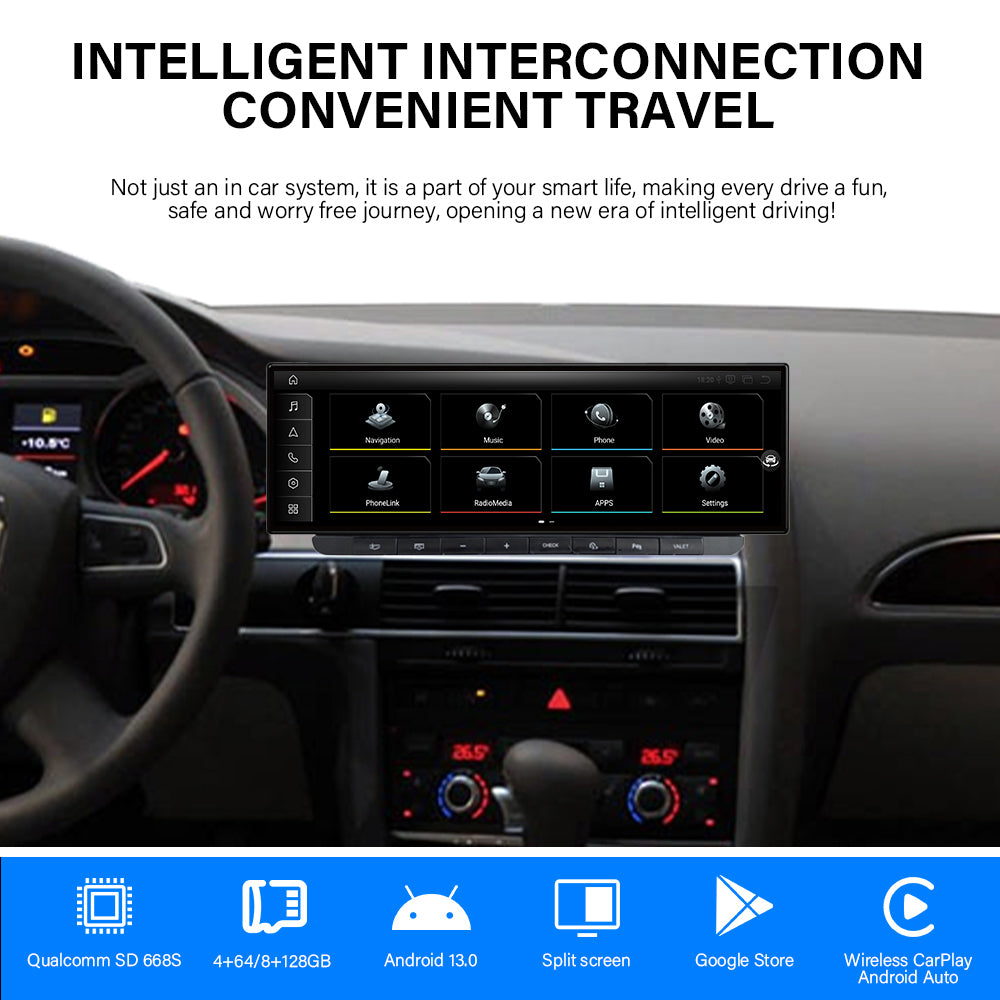 2005-2011 Audi 4F C6 A6L（MMI 3G/MMI 2G） 10.25" /12.3"/14.9"Android Car Screen Wireless Apple CarPlay Android Auto Navigation Car DVD Player