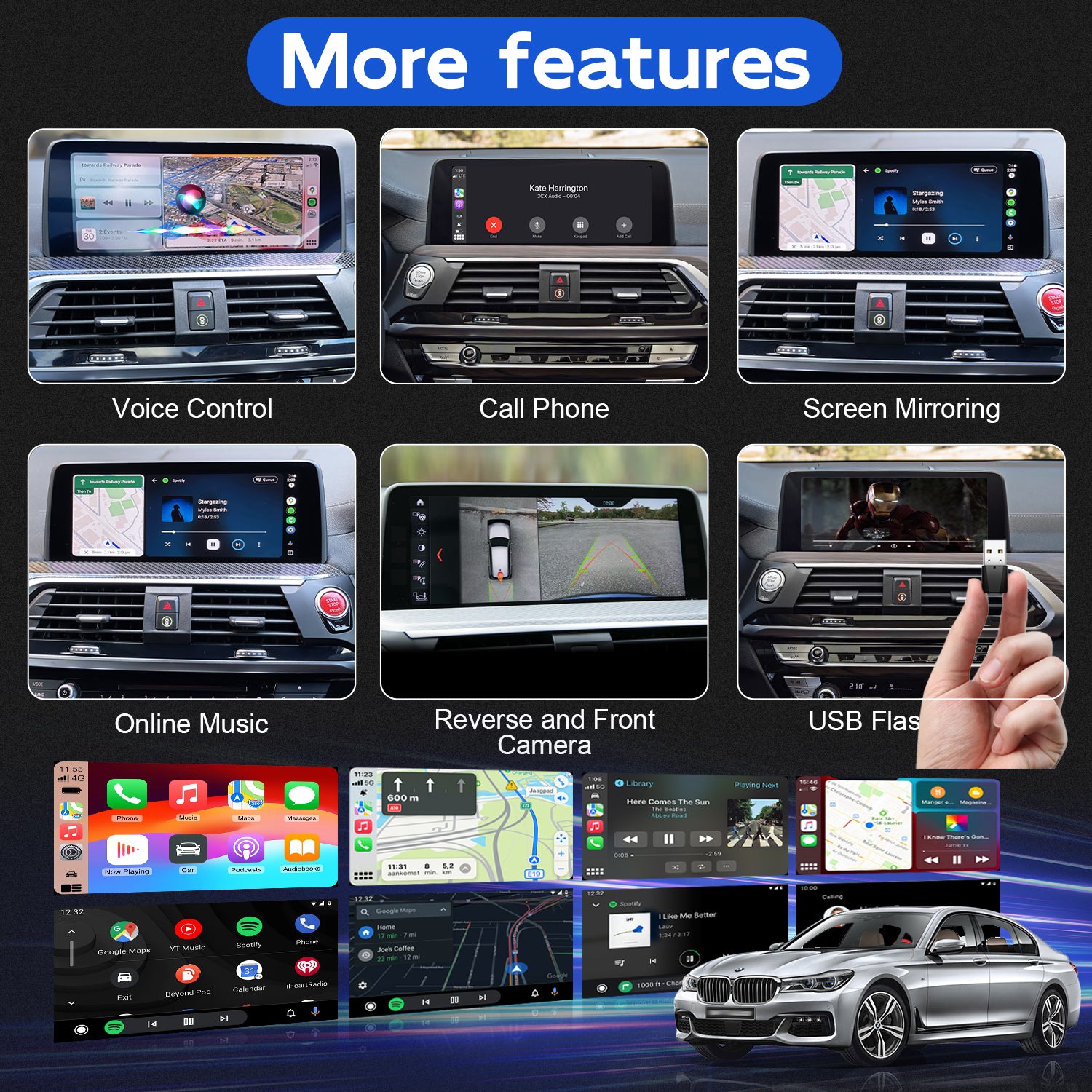 AutoMMI 2017-2020 BMW X3 X4 G01 G02 M40i Head Units Wireless Apple CarPlay & Android Auto Module integration kit