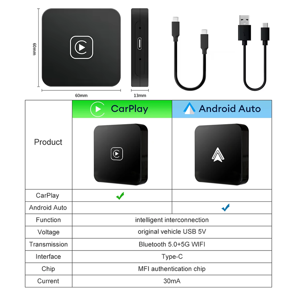 AutoMMI USB Plug and Play Wireless CarPlay Adapter Auto to Wireless Dongle for Android Cars