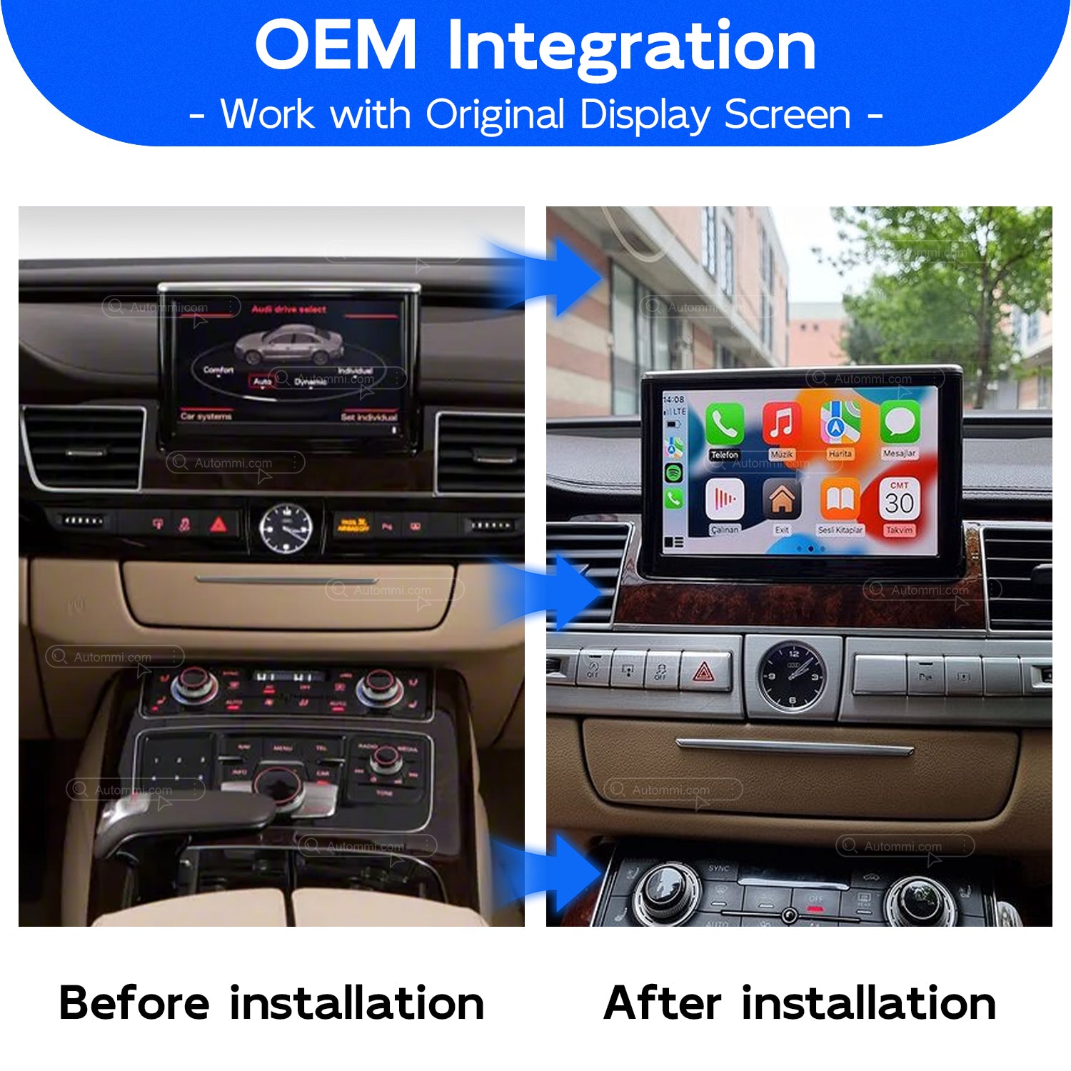 AutoMMI 2010-2018 Audi A8 D4 D3 S8 Q2 Q3 Q5 Q7 A3 A4 A5 A6 C7 A7 S4 S5 S6 S7 With HDMI Wireless Apple CarPlay Android Auto Decoder Module Interface Kit