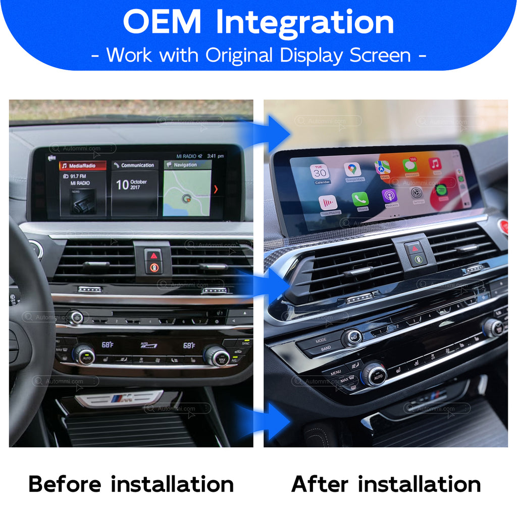 AutoMMI 2017-2020 BMW X3 X4 G01 G02 M40i Head Units Wireless Apple CarPlay & Android Auto Module integration kit