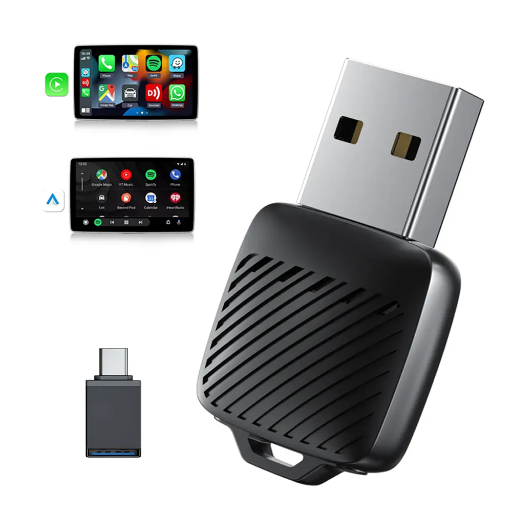 AutoMMI Wireless CarPlay Adapter Android Auto 2 in 1 Smart Dongle, Mini Box Adapter Smart Plug and Play Bluetooth WIFI 6 Fast Connect