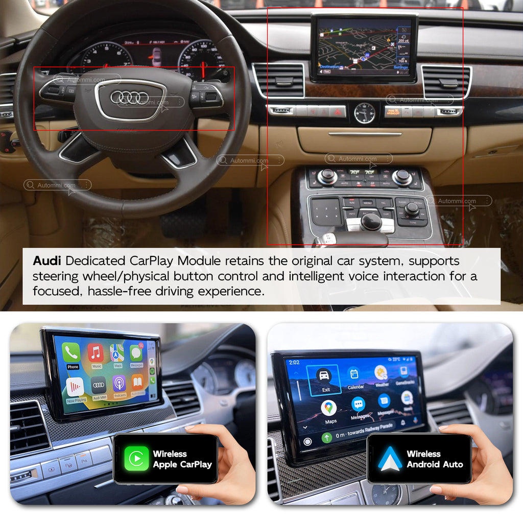 AutoMMI 2010-2018 Audi A8 D4 D3 S8 Q2 Q3 Q5 Q7 A3 A4 A5 A6 C7 A7 S4 S5 S6 S7 With HDMI Wireless Apple CarPlay Android Auto Decoder Module Interface Kit
