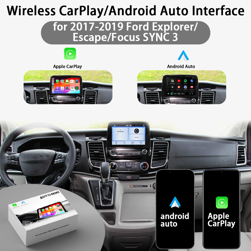 AutoMMI 2017-2019 Ford Explorer/ Escape/Focus SYNC 3 upgrade Wireless Apple CarPlay Android Auto Decoder Module Interface Kit