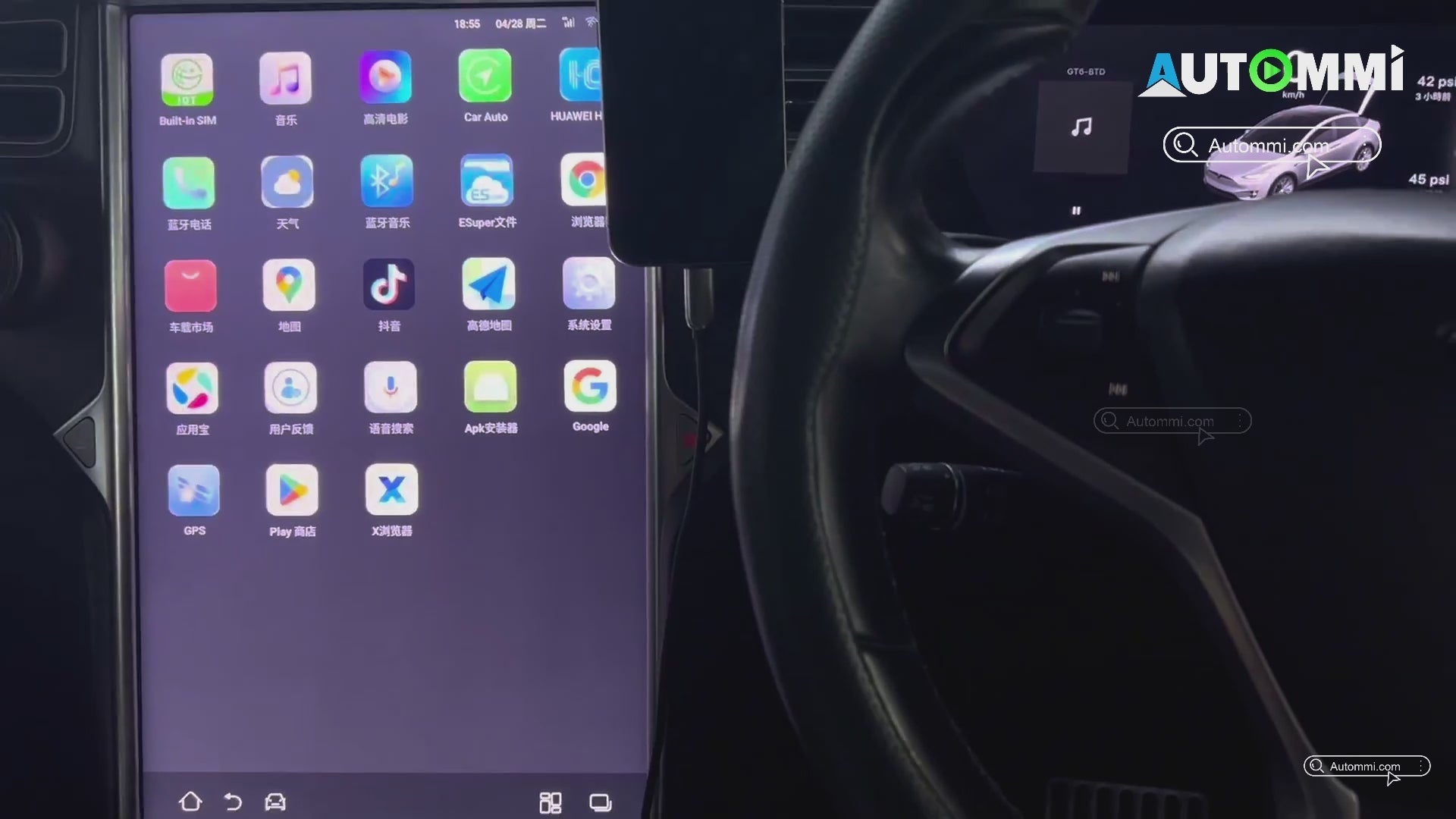 AutoMMI 2017-2025 Tesla Model 3 Model Y Head Units Wireless Apple CarPlay &amp; Android Auto Module integration kit