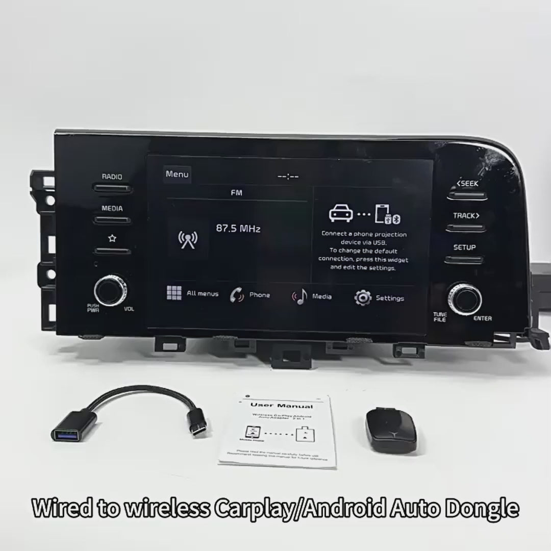 2-in-1 Wireless CarPlay & Android Auto Adapter for Factory Wired Cars Adaptador Sem Fio Carplay Usb Apple Carplay