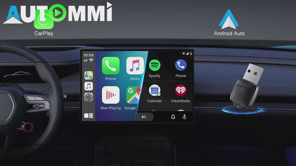 AutoMMI Wireless CarPlay Adapter Android Auto 2 in 1 Smart Dongle, Mini Box Adapter Smart Plug and Play Bluetooth WIFI 6 Fast Connect